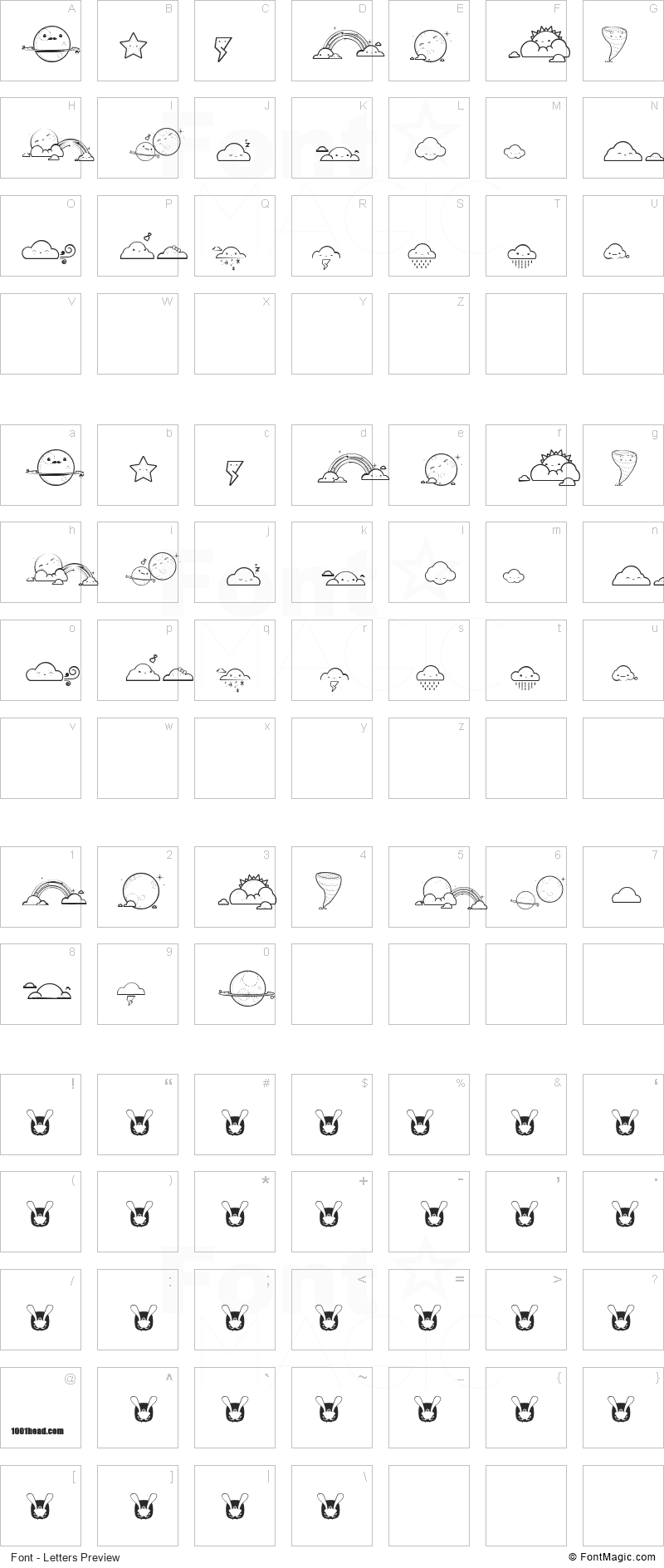 Toy Cloud Font - All Latters Preview Chart
